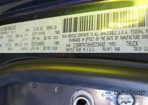 2017 Ram 1500 Laramie 4X4 5'7 Box from USA, damaged, VIN 1C6RR7NT0HS573402